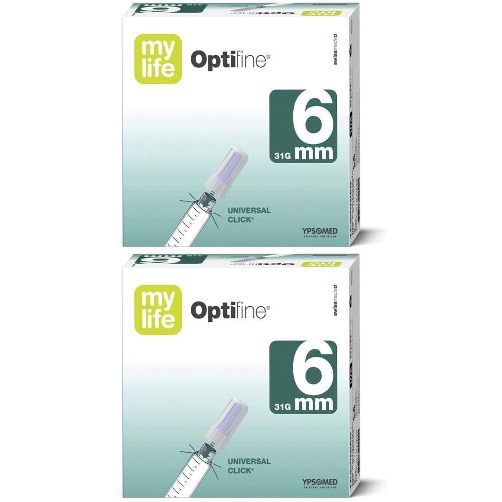 Mylife Optifine Pen-Nadeln 6 mm 2x 2x100 St Kanüle