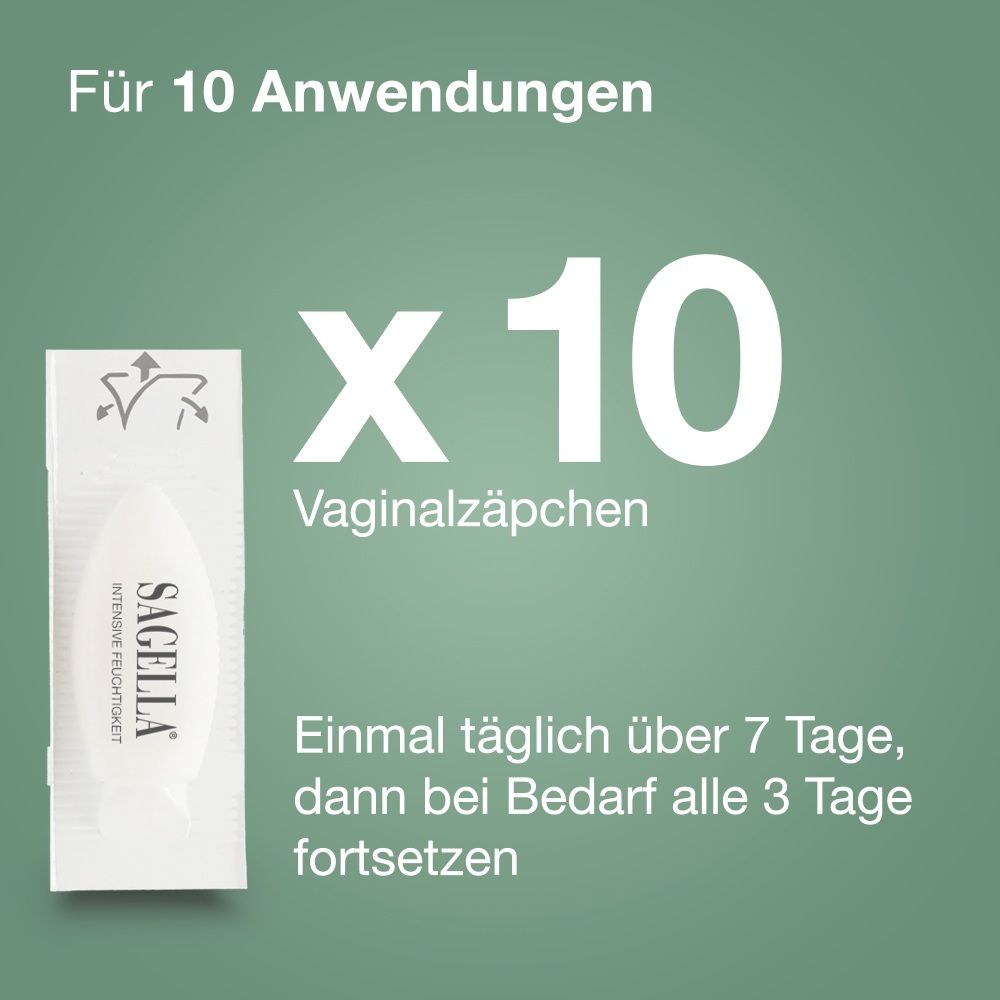 Packung SAGELLA® poligyn 50+ Intensive Feuchtigkeit Vaginalzäpfchen, 10x 2g.