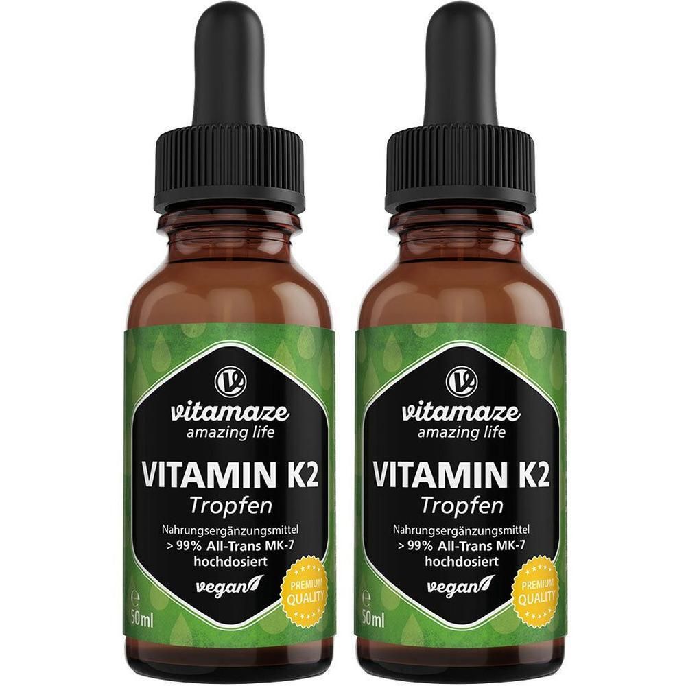 Vitamin K2 MK7 Tropfen hochdosiert vegan 2x 2x50 ml