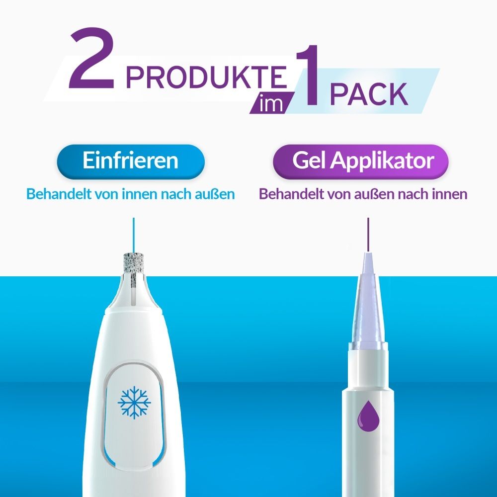 Zwei Produkte in einer Packung: Kälte-Applikator und Gel-Applikator.