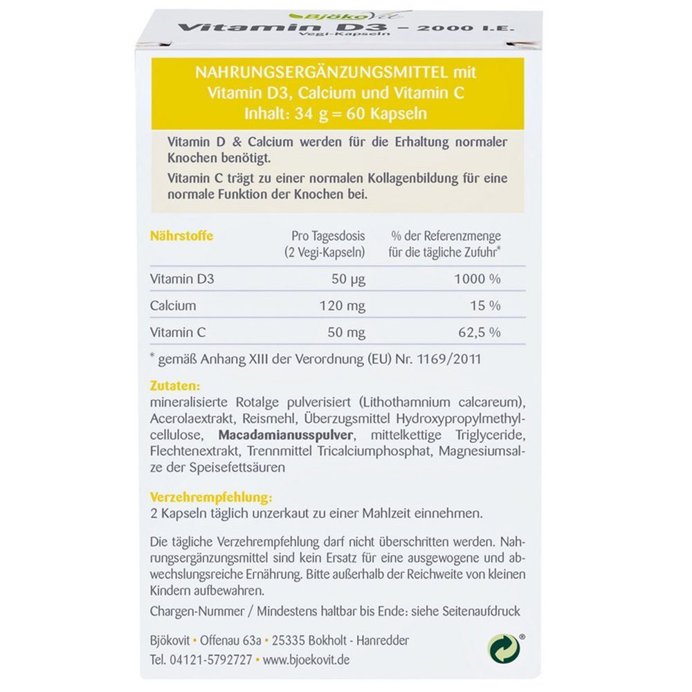 BjökoVit Vitamin D3 2000 I.E. Vegi Angebot