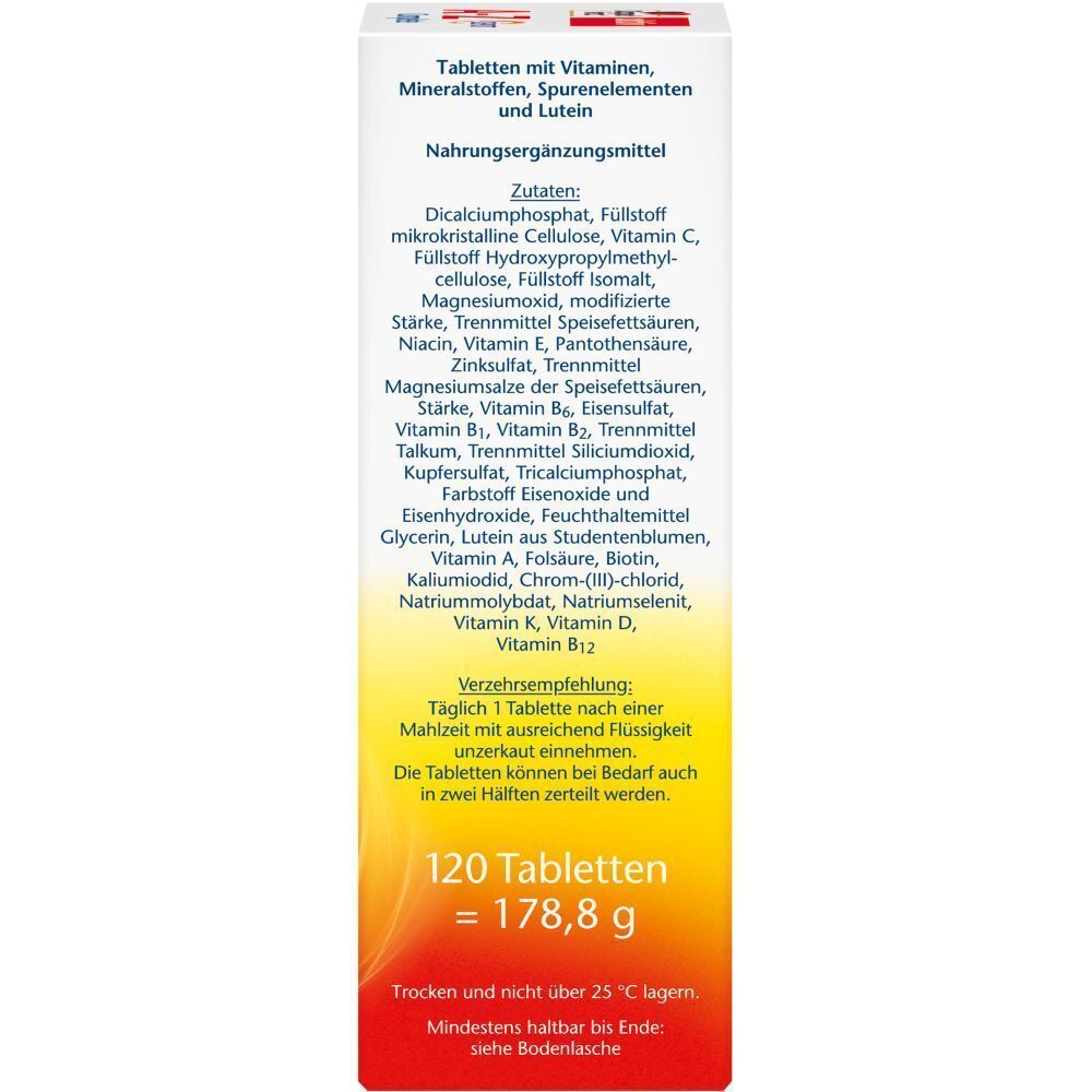 Rückseite der Verpackung mit Zutatenliste und Anwendungshinweisen. Enthält Informationen zur Lagerung und Haltbarkeit. Text in deutscher Sprache.