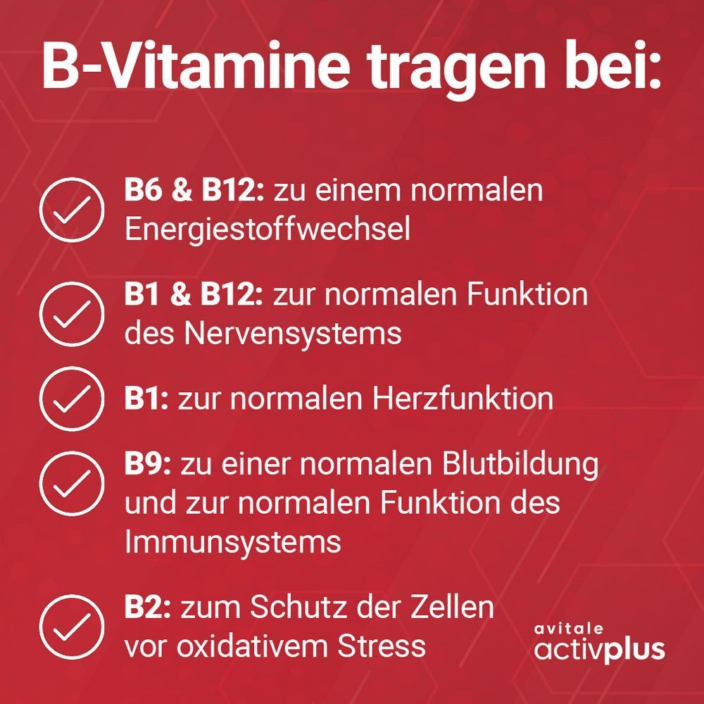 Avitale activplus Vitamin B-Komplex mit allen 8 B-Vitaminen