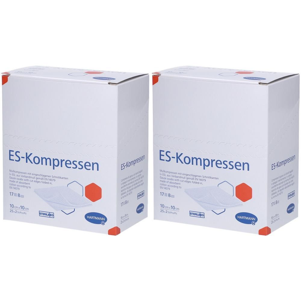Es-Kompressen steril 10x10 cm 8fach 2x 2x25x2 St Kompressen