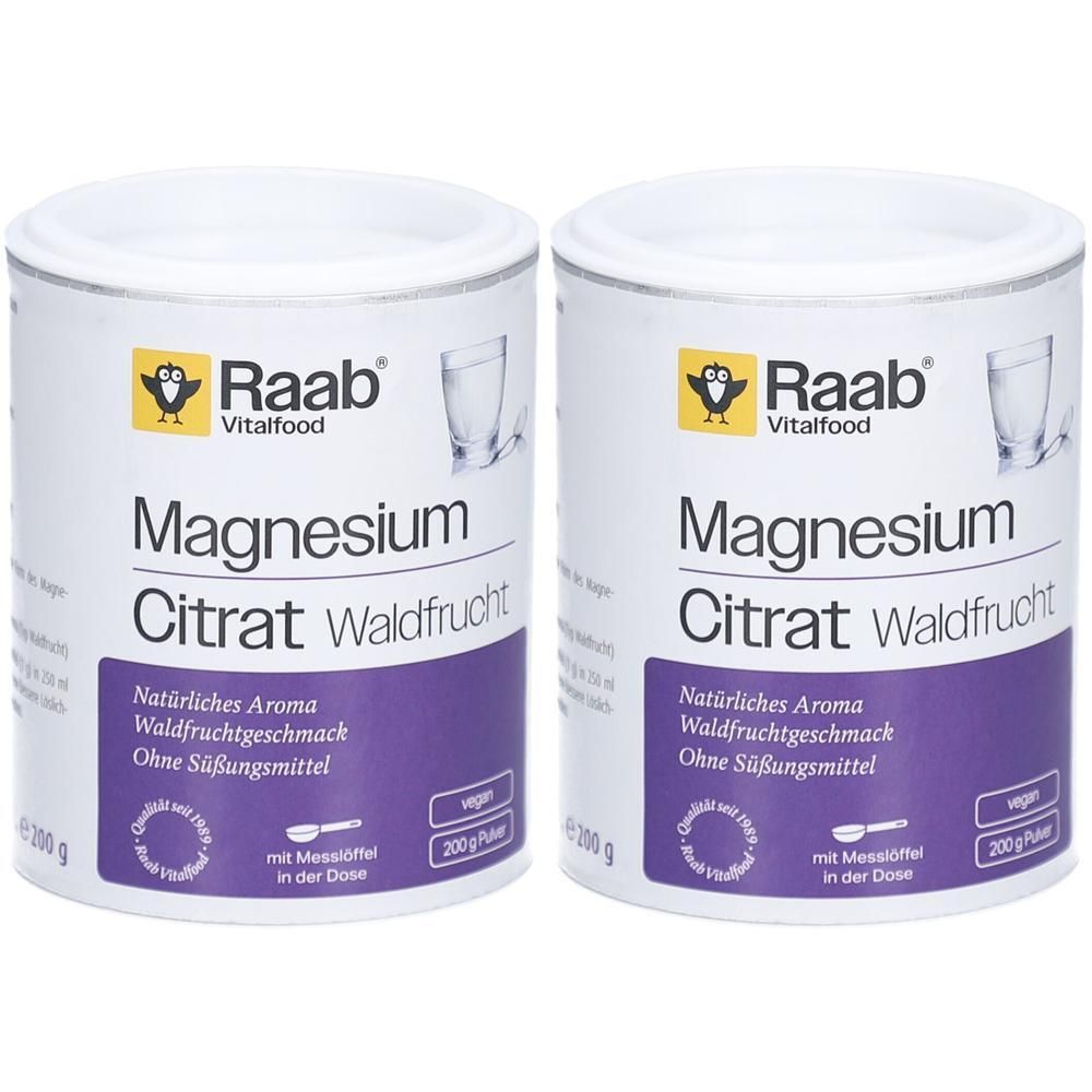 Raab Vitalfood Magnesiumcitrat Waldfrucht Pulver 2x 2x200 g
