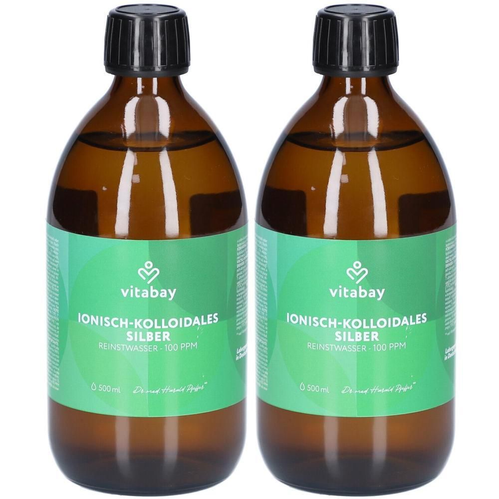 Kolloidales Silber 100 ppm Reinheitsstufe 99,99% 2x 2x500 ml Flüssigkeit