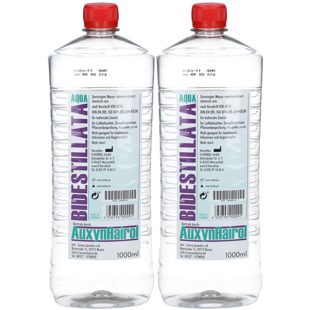 Destiliertes Wasser Bidest 2x 2x1000 ml Flüssigkeit
