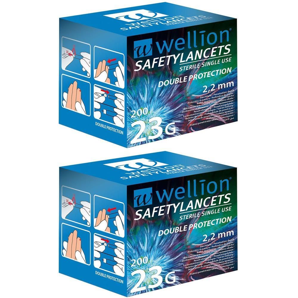 Wellion Safetylancets 23 G Sicherheitseinmallanz. 2x 2x200 St Lanzetten