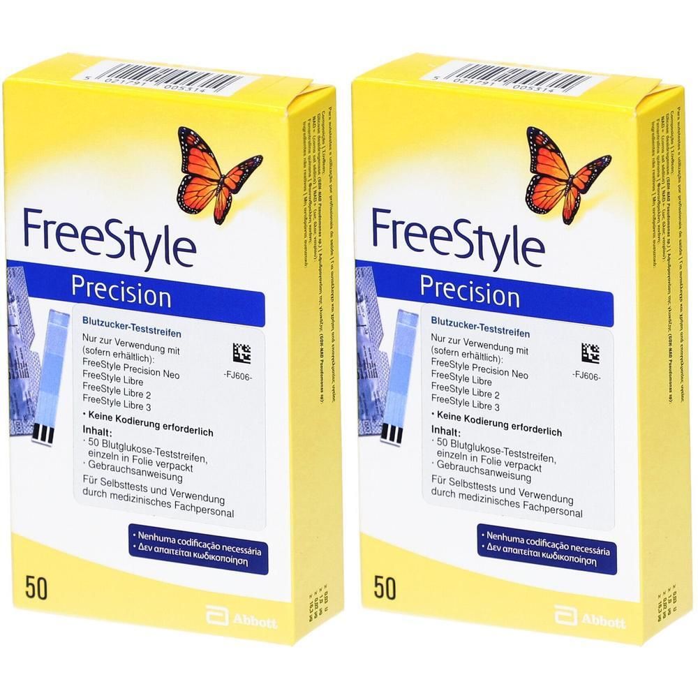 Freestyle Precision Blutzucker Teststr.o.Cod.Fing. 2x 2x50 St Teststreifen