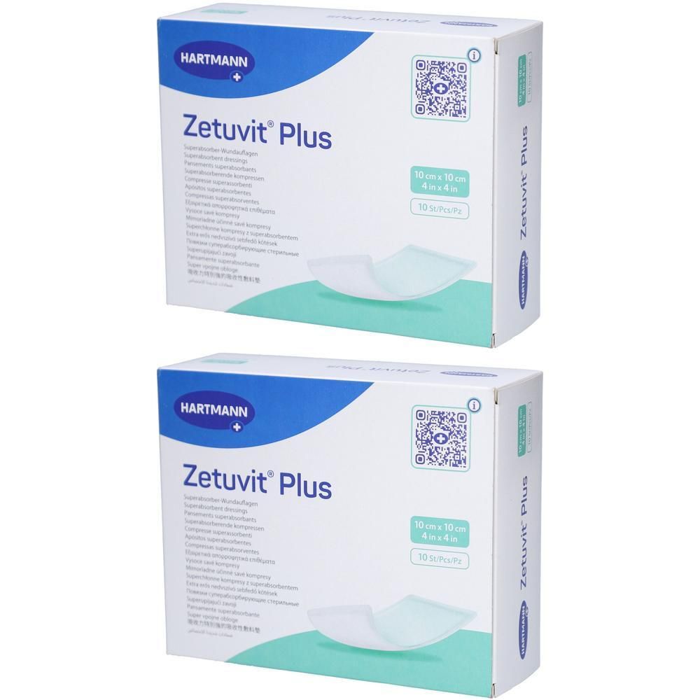 Zetuvit Plus extrastarke Saugkompr.steril 10x10 cm 2x 2x10 St Kompressen
