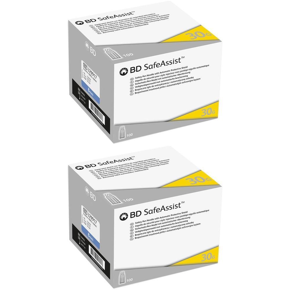 BD Safeassist Sicherheits-Pen-Nadeln 30 G 8 mm 2x 2x100 St Kanüle