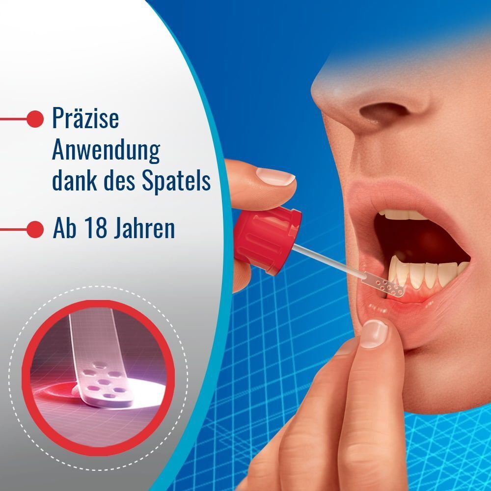 Nahaufnahme der Anwendung mit Applikator. Präzise Anwendung dank des Spatels. Ab 18 Jahren.