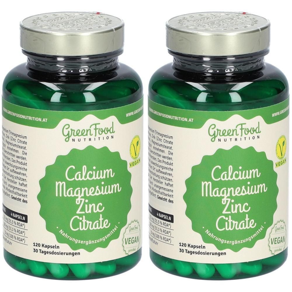 GreenFood Nutrition Calcium Magnesium Zinc Citrate 120cps 2x 2x120 St Kapseln