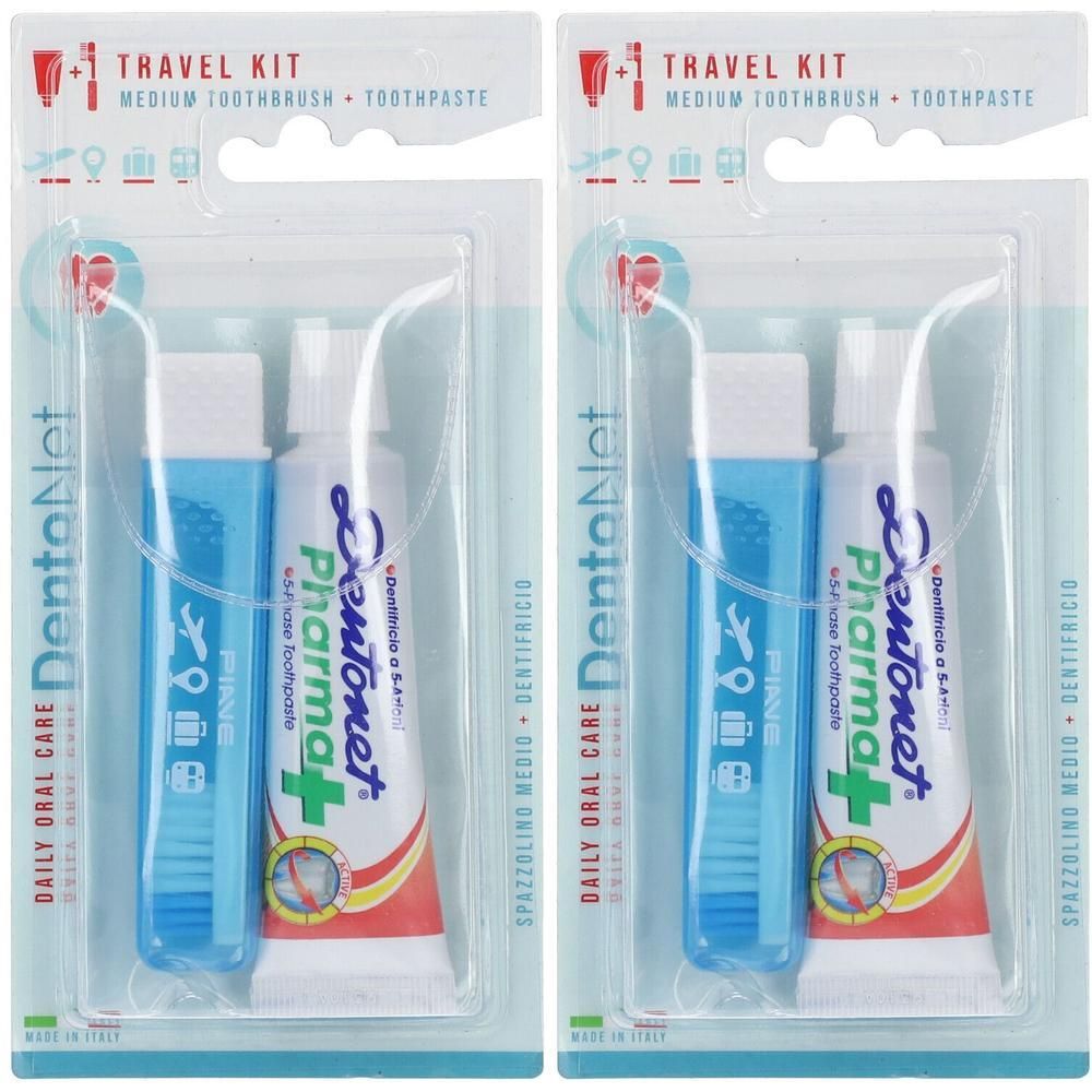 Zahnputz Reiseset Dentonet Zahnbürste+Zahncr.25 ml 2x 2x1 St Zahnbürste