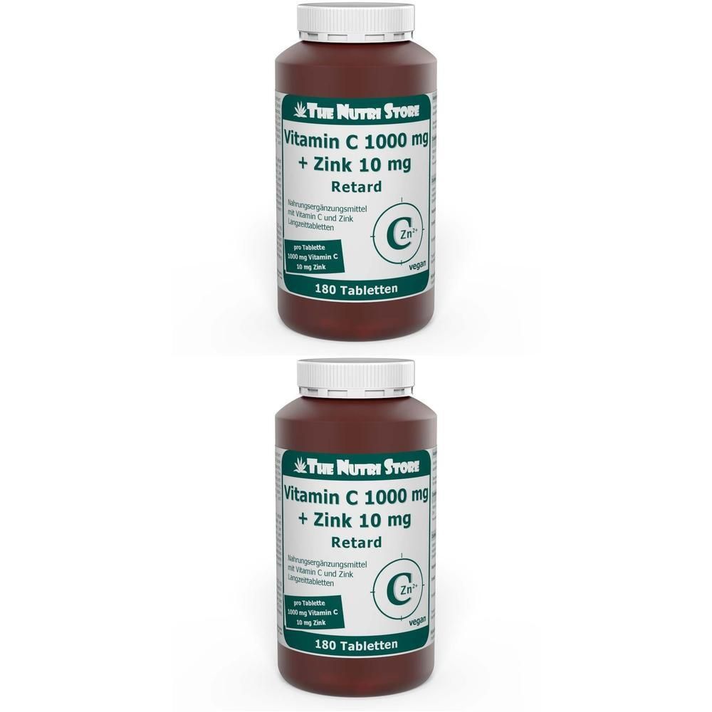 Vitamin C 1000 mg+Zink 10 mg Langzeit veg.Ret.Tbl. 2x 2x180 St Retard-Tabletten