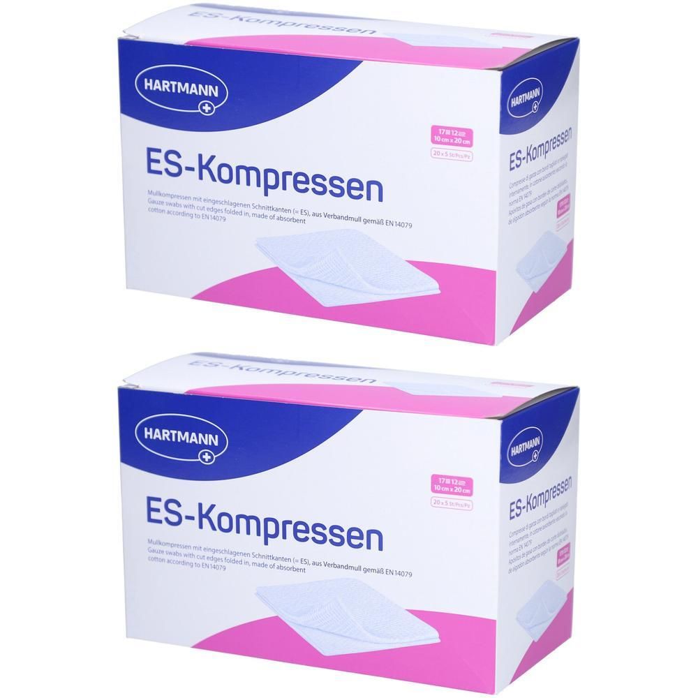 Es-Kompressen steril 10x20 cm 12fach Großpackung 2x 2x20x5 St Kompressen