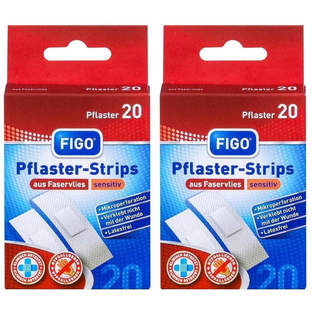Figo Pflasterstrips sensitiv Faservlies 2x 2x20 St Pflaster