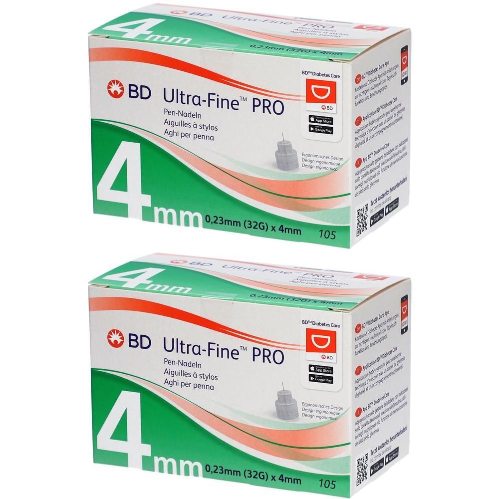 BD Ultra-Fine PRO Pen-Nadeln 4 mm 32 G 0,23 2x 2x105 St Kanüle