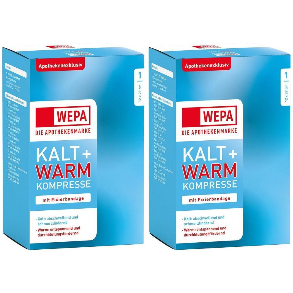 Kalt-Warm Kompresse 12x29 cm mit Fixierband 2x 2x1 St Kompressen