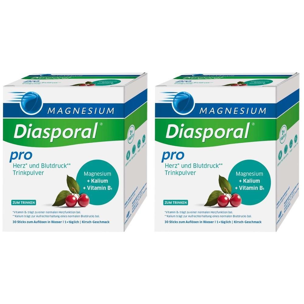 Magnesium Diasporal pro Herz und Blutdruck Pulver 2x 2x30 St