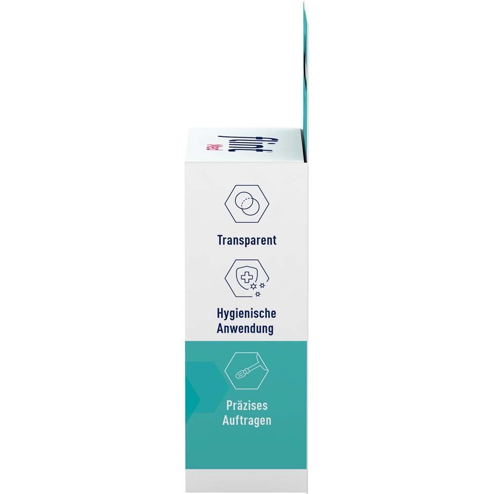 Verpackung von flint® Med Hautrisse Kleber. Icons für transparente und hygienische Anwendung.
