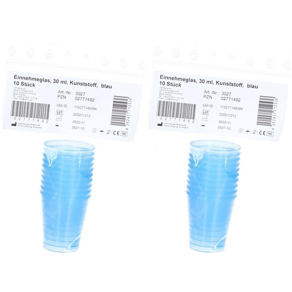 Einnehmeglas Kunststoff 30 ml blau 2x 2x10 St