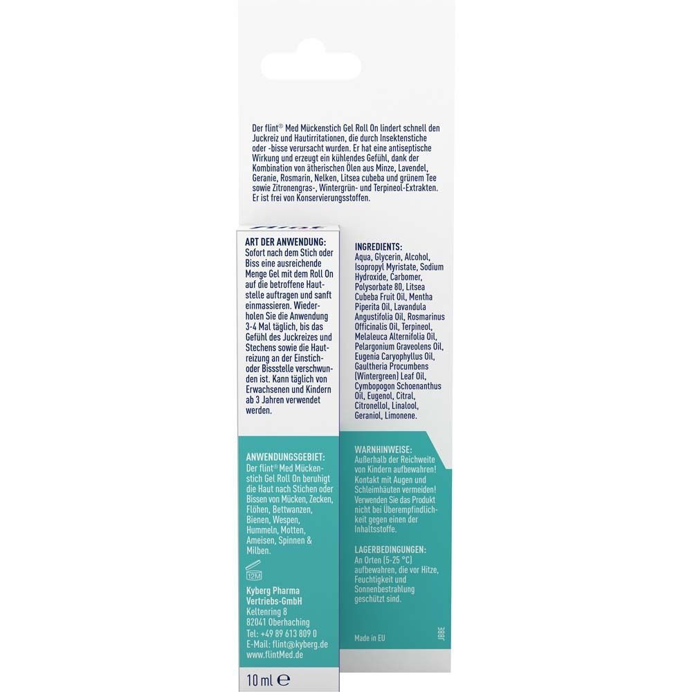 Rückseite der Verpackung. Text und Inhaltsstoffe in Deutsch. 10 ml. Warnhinweise und Lagerungshinweise.