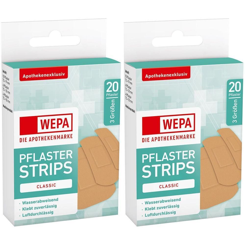 Wepa Pflasterstrips Classic wasserabweis.3 Größen 2x 2x20 St Pflaster