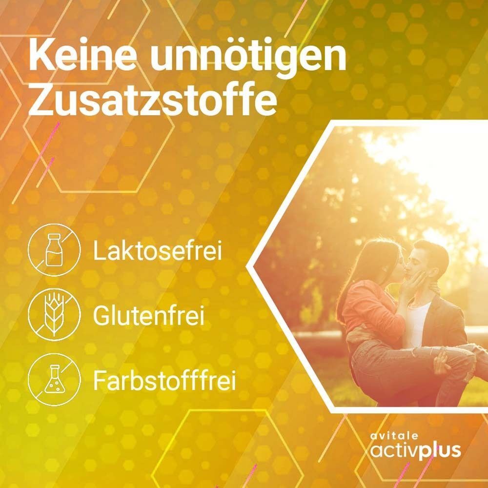 Frei von Laktose, Gluten und Farbstoffen. Grafik mit Paar im Sonnenlicht.