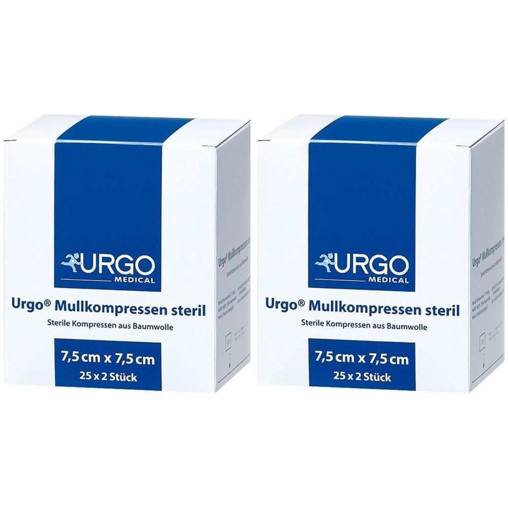 Urgo Mullkompressen 7,5x7,5 cm steril 2x 2x25x2 St Kompressen