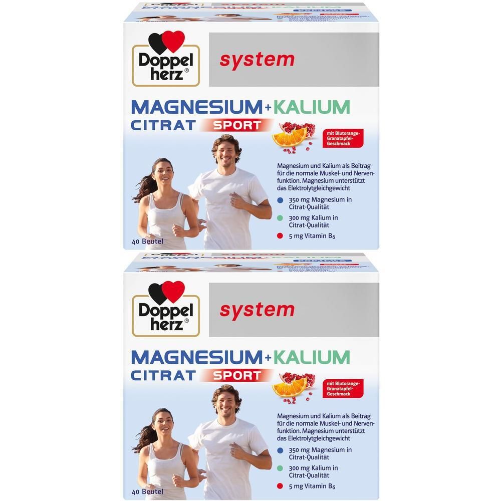 Doppelherz Magnesium+Kalium Citrat system Granulat 2x 2x40 St
