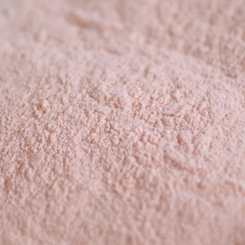 Nahaufnahme von rosa Pulver, Textur sichtbar.