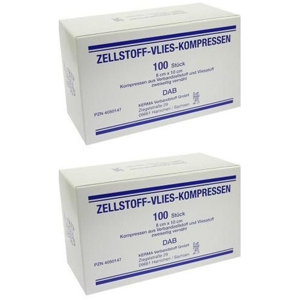 Zellstoff Vlies Kompressen unsteril 8x10 cm 2x 2x100 St