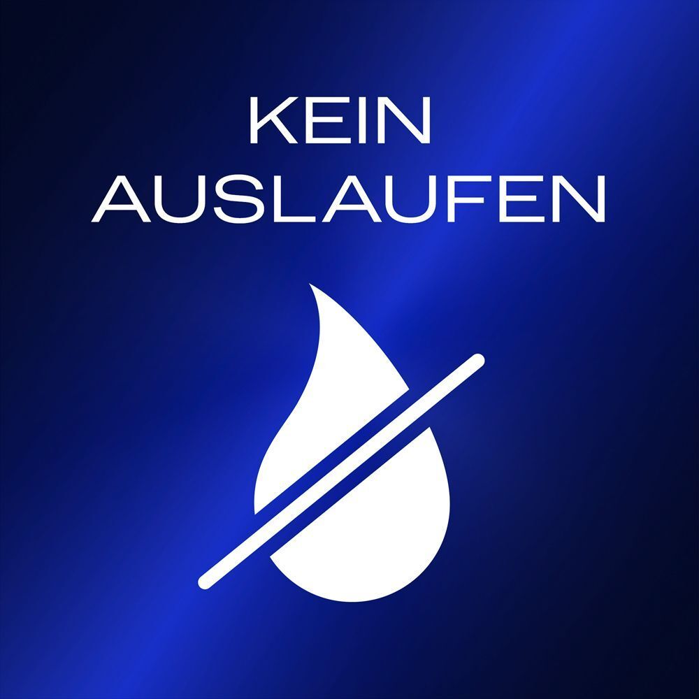 Grafik mit Text: Kein Auslaufen. Tropfen mit durchgestrichener Linie.