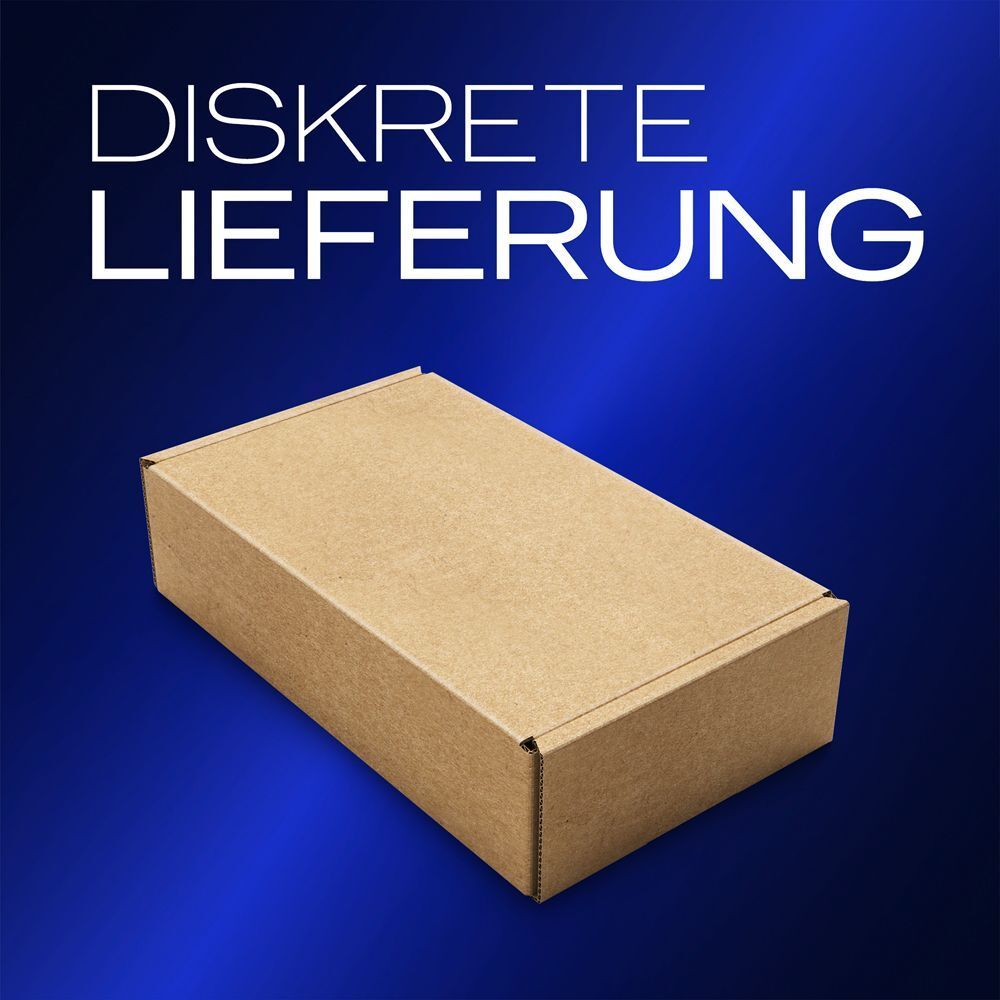 Brauner Karton. Text: Diskrete Lieferung.