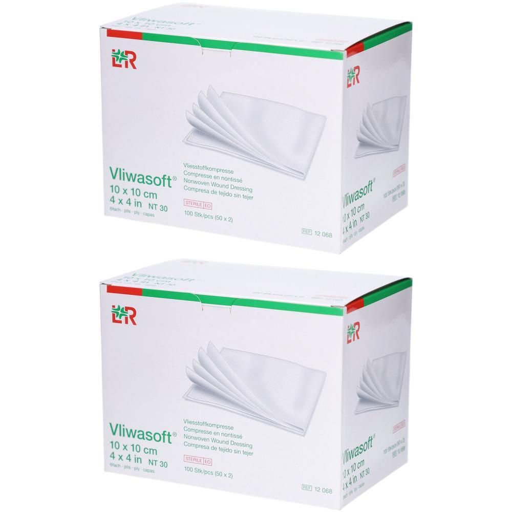 Vliwasoft Vlieskompressen steril 10x10 cm 6l. 2x 2x50x2 St Kompressen