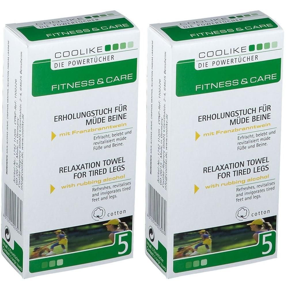 Coolike Erholungstuch.f.müde Beine m.FBW 2x 2x5 St Tücher