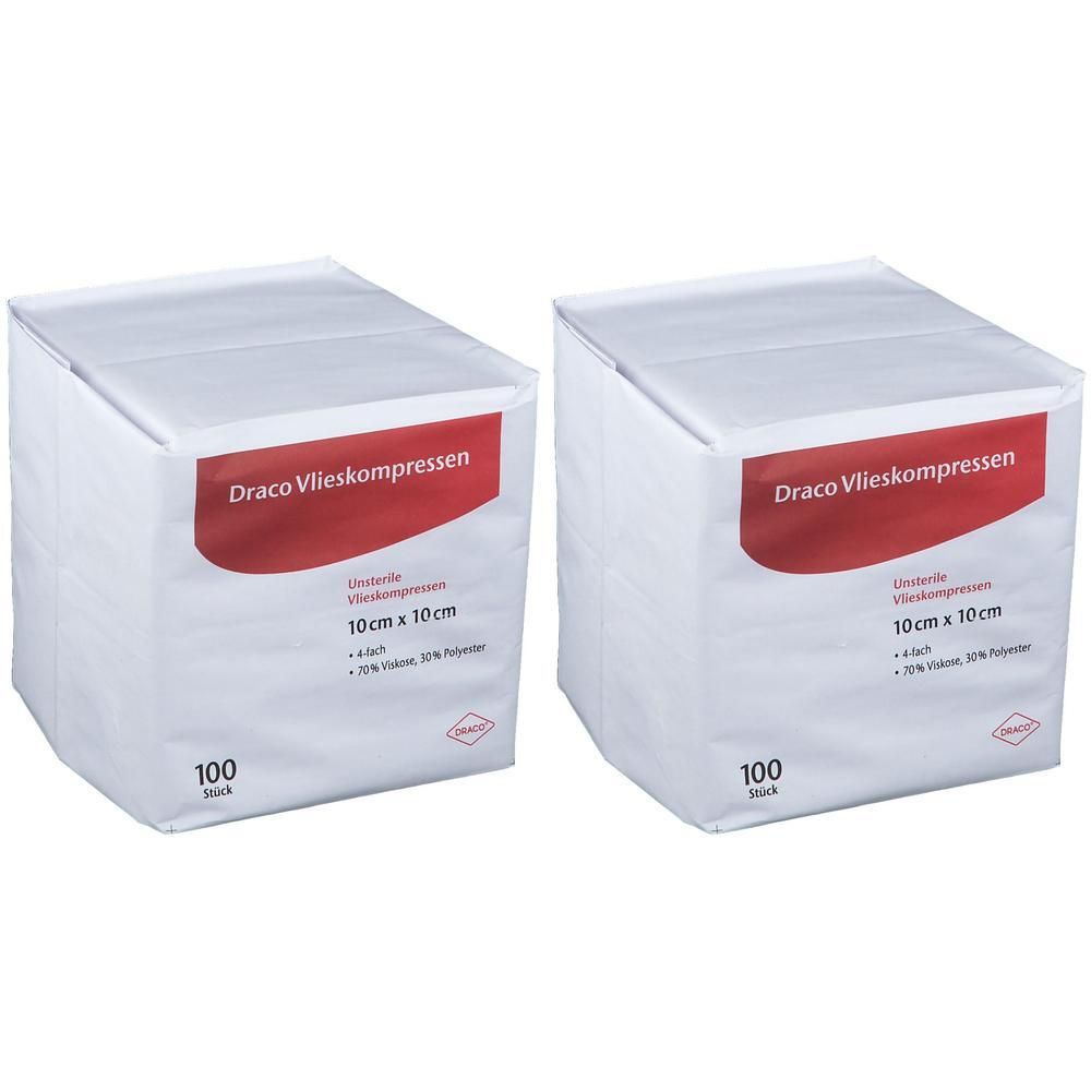 Vliesstoff-Kompressen unsteril 10x10 cm 4fach 2x 2x100 St Kompressen
