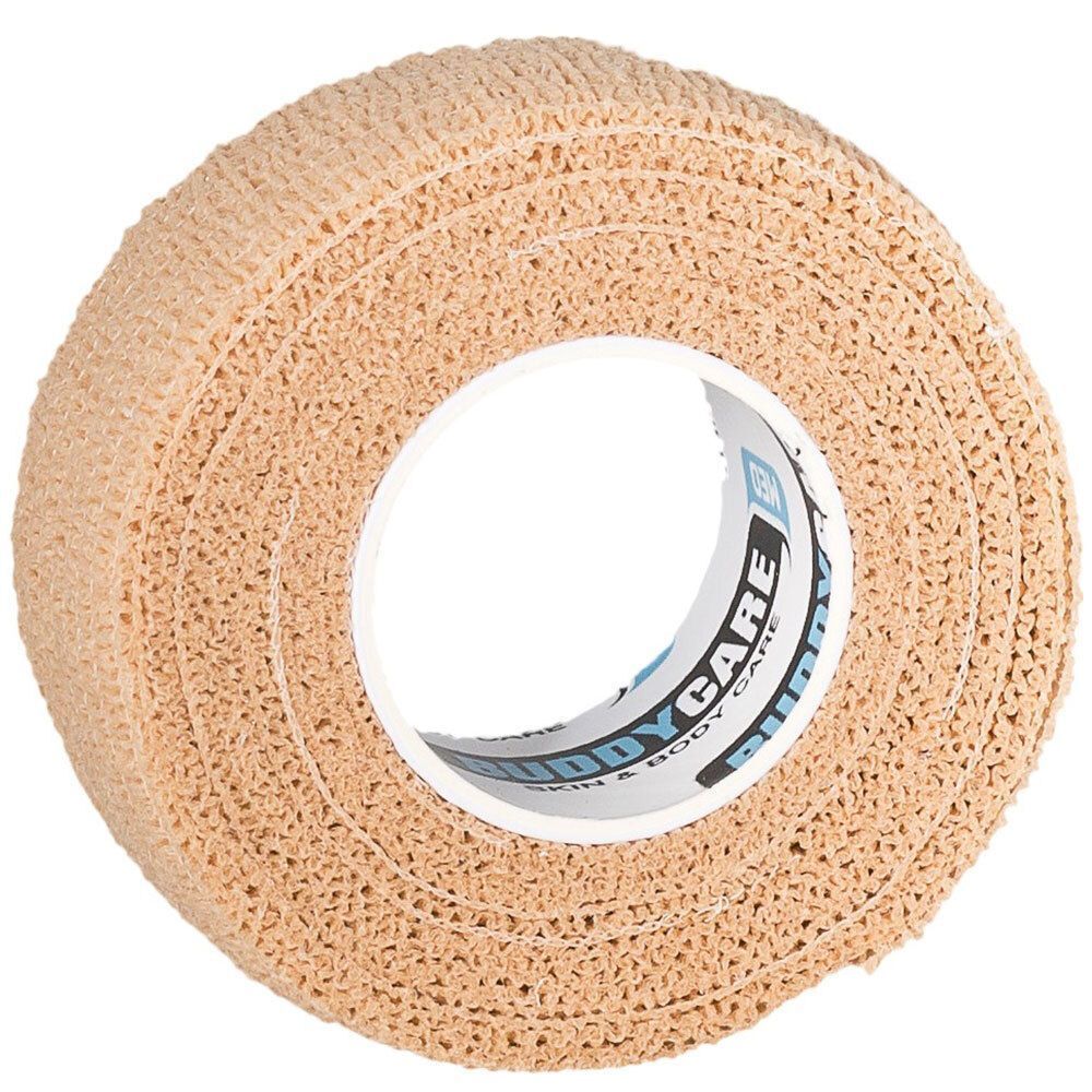 Rolle FINGERTAPE latexfrei BUDDYCARE MED. Hautfarbenes, selbstklebendes Verbandmaterial. Innenliegender Pappkern mit Markenlogo.