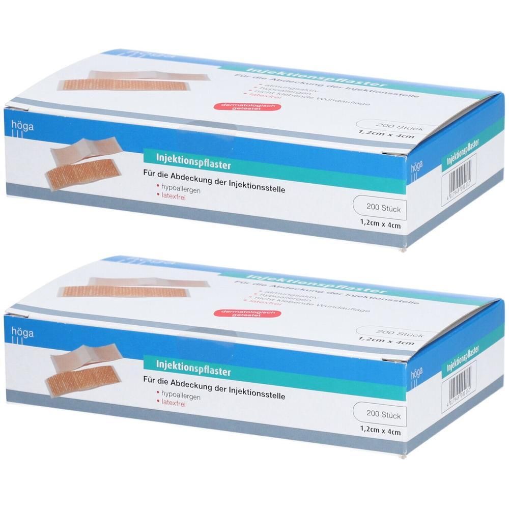 Injektionspflaster hypoallergen 1,2x4 cm 2x 2x200 St Pflaster