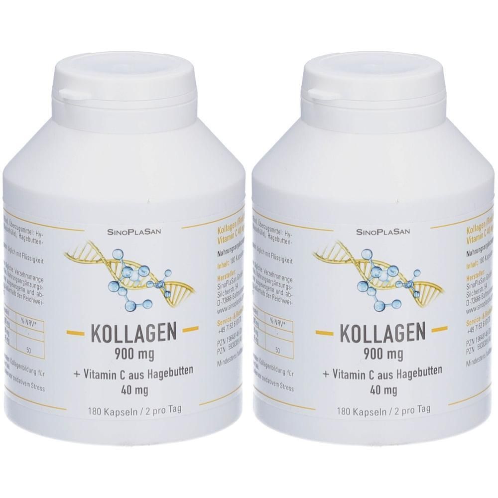 Kollagen 900 mg m. Vitamin C aus Hagebutten Hartk. 2x 2x180 St Hartkapseln