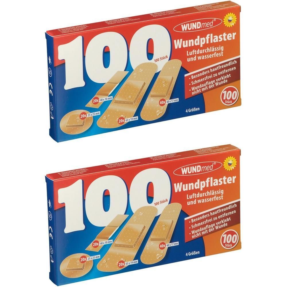 Wundpflaster luftdurchlässig+wasserfest 4 Größen 2x 2x100 St Pflaster