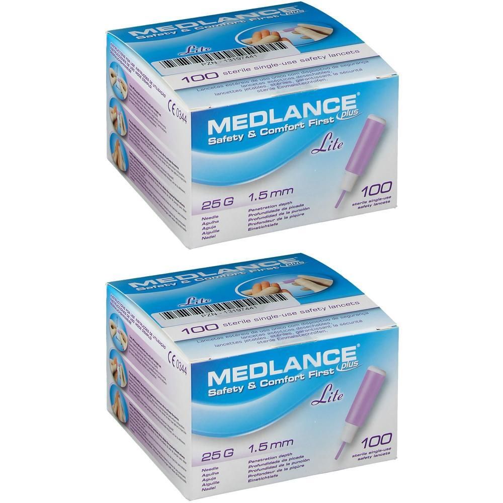 Medlance plus Lite Sicherheitslanzetten 25 G 1,5mm 2x 2x100 St Lanzetten
