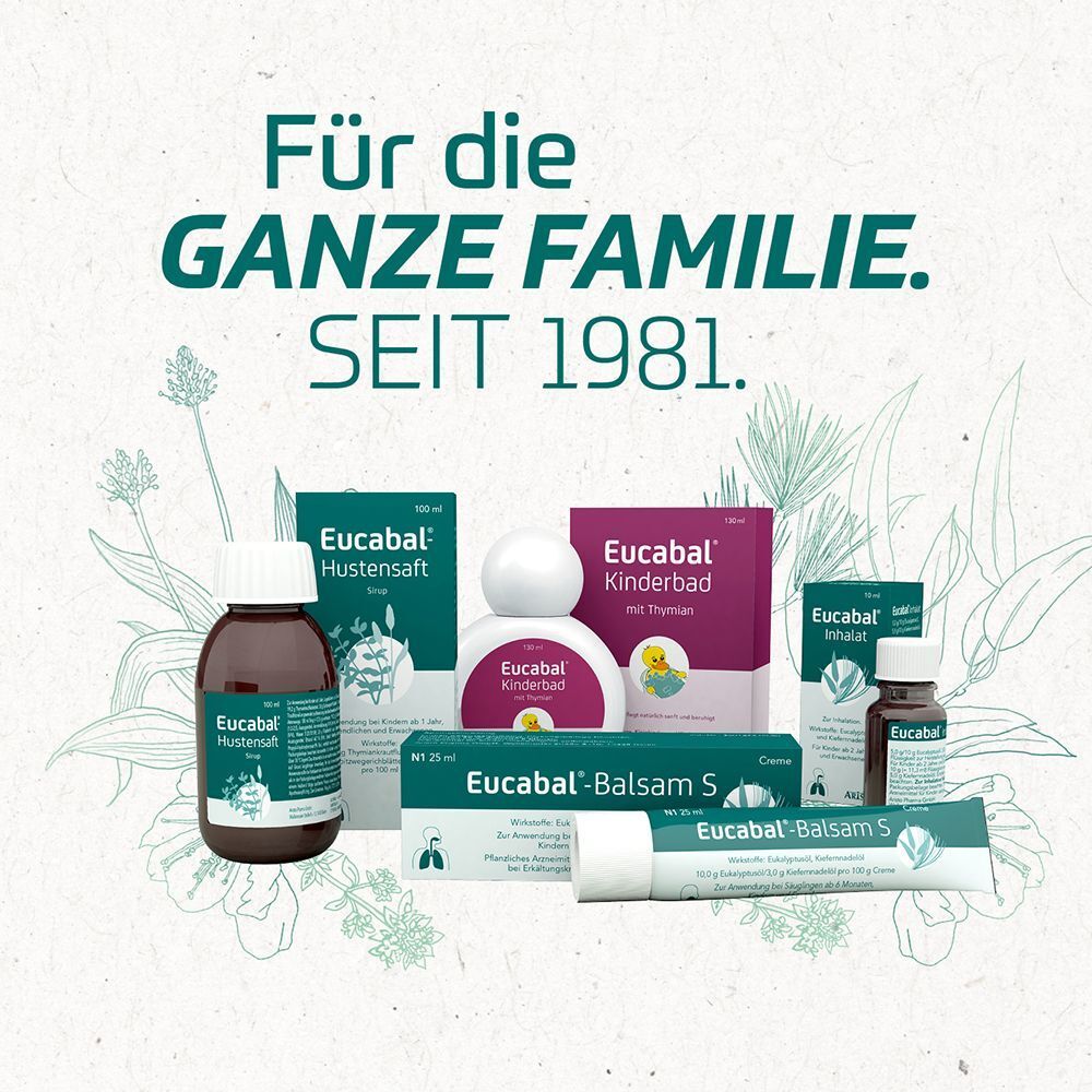 Verschiedene Eucabal® Produkte. Text: Für die ganze Familie. Seit 1981.