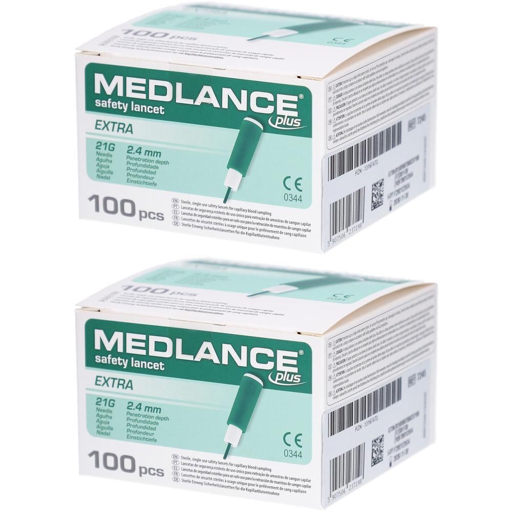 Medlance plus Extra Sicherheitslanz.21 G 2,4mm 2x 2x100 St Lanzetten