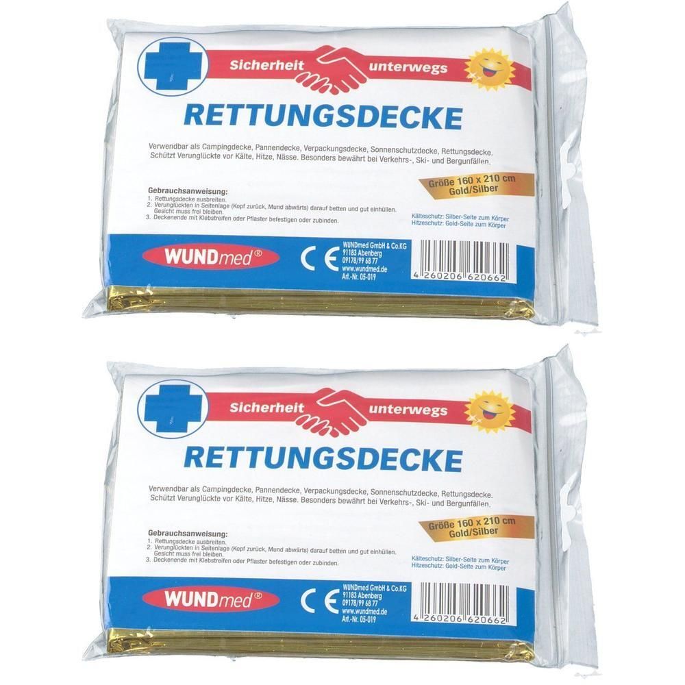 Rettungsdecke 160x210 cm gold/silber 2x 2x1 St