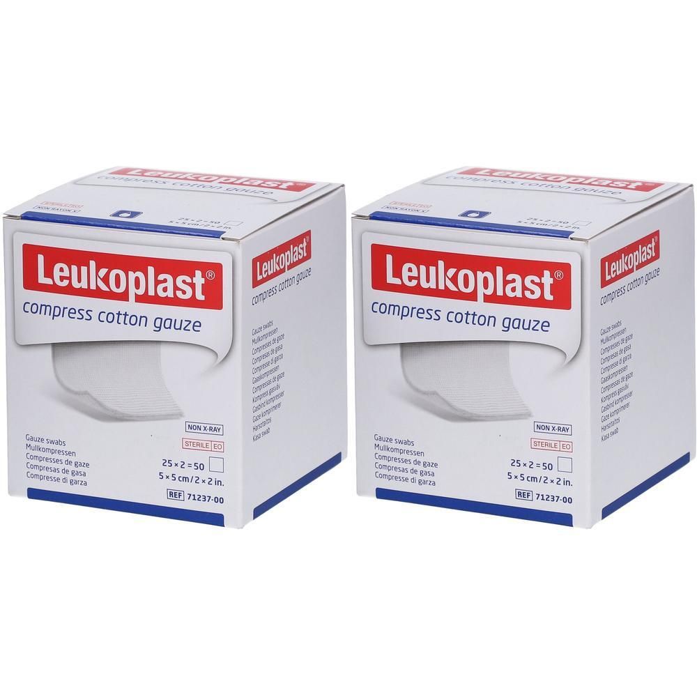Leukoplast compress Cotton Gauze 5x5cm steril 8f 2x 2x25x2 St Kompressen