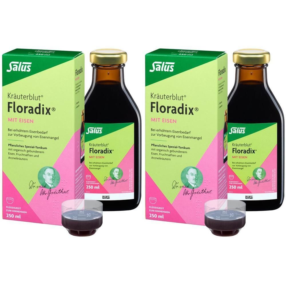 Floradix mit Eisen Flüssigkeit zum Einnehmen 2x 2x250 ml