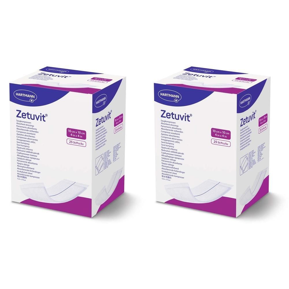 Zetuvit E Saugkompressen steril 10x10 cm 2x 2x25 St Kompressen