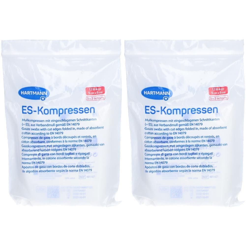 Es-Kompressen steril 5x5 cm 8fach 2x 2x5x2 St Kompressen